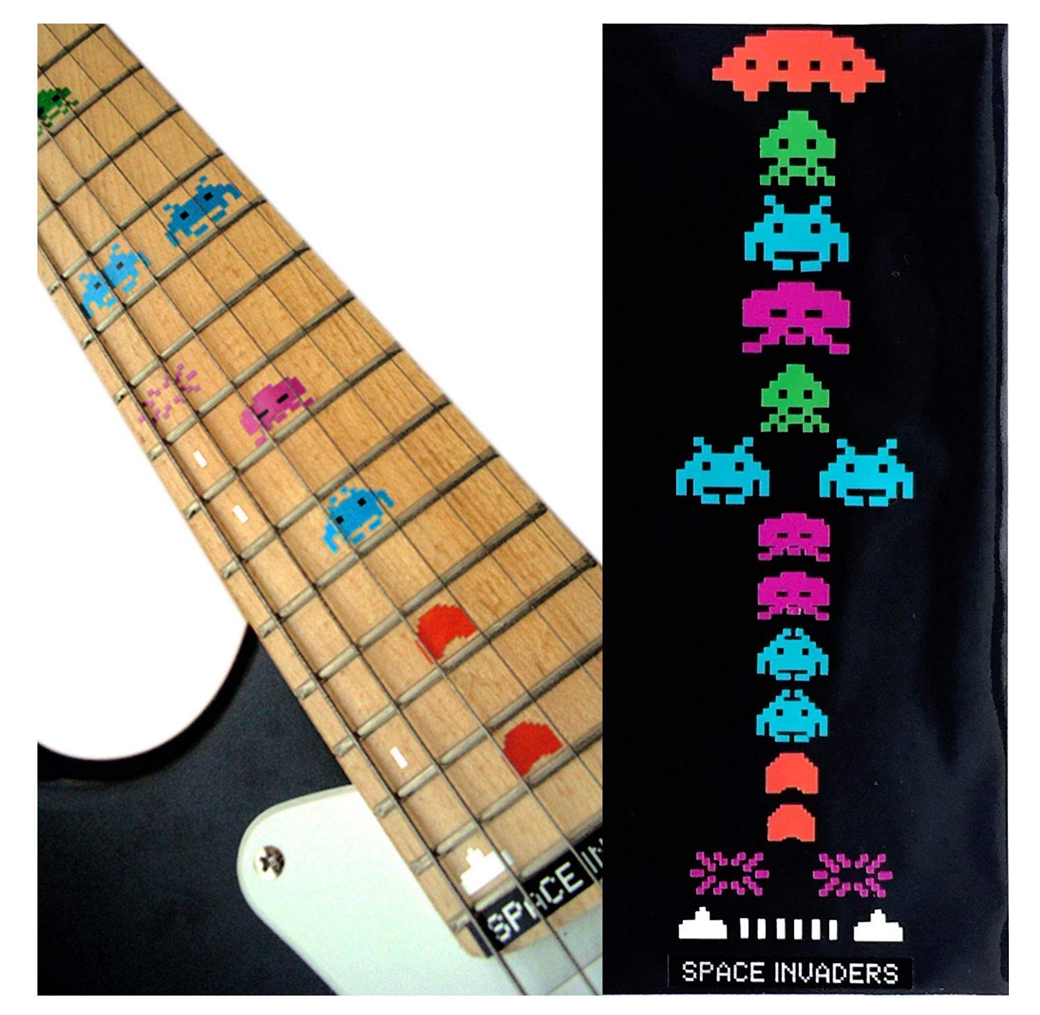 Jockomo Invaders Multi-Color Guitar Inlay Sticker