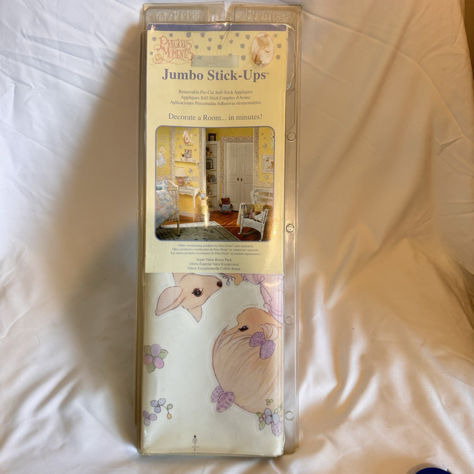 VTG Precious Moments Jumbo Reusable Wall Decor Stick-Ups Applique NIB