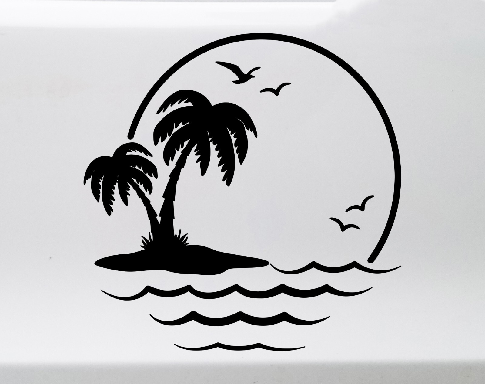 Palm Trees Gulls V1 Vinyl Decal Seagull Beach Sun Water Summer Die Cut Sticker