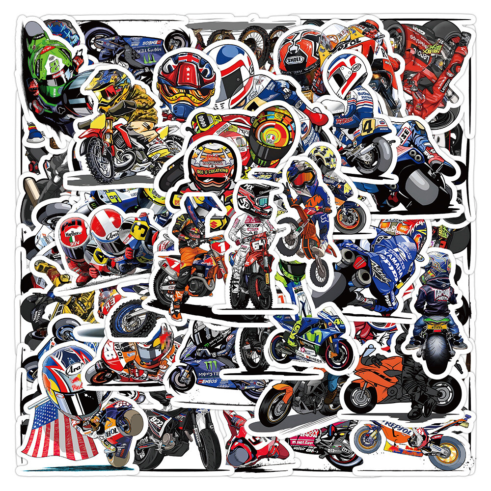 100Pcs Motorcycle Championship Cartoon Sticker for Teens Girls Water Bottles