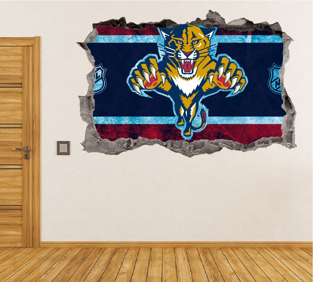 Florida Panthers Wall Art Decal Logo 3D Smashed Hockey Decor Sticker WL25
