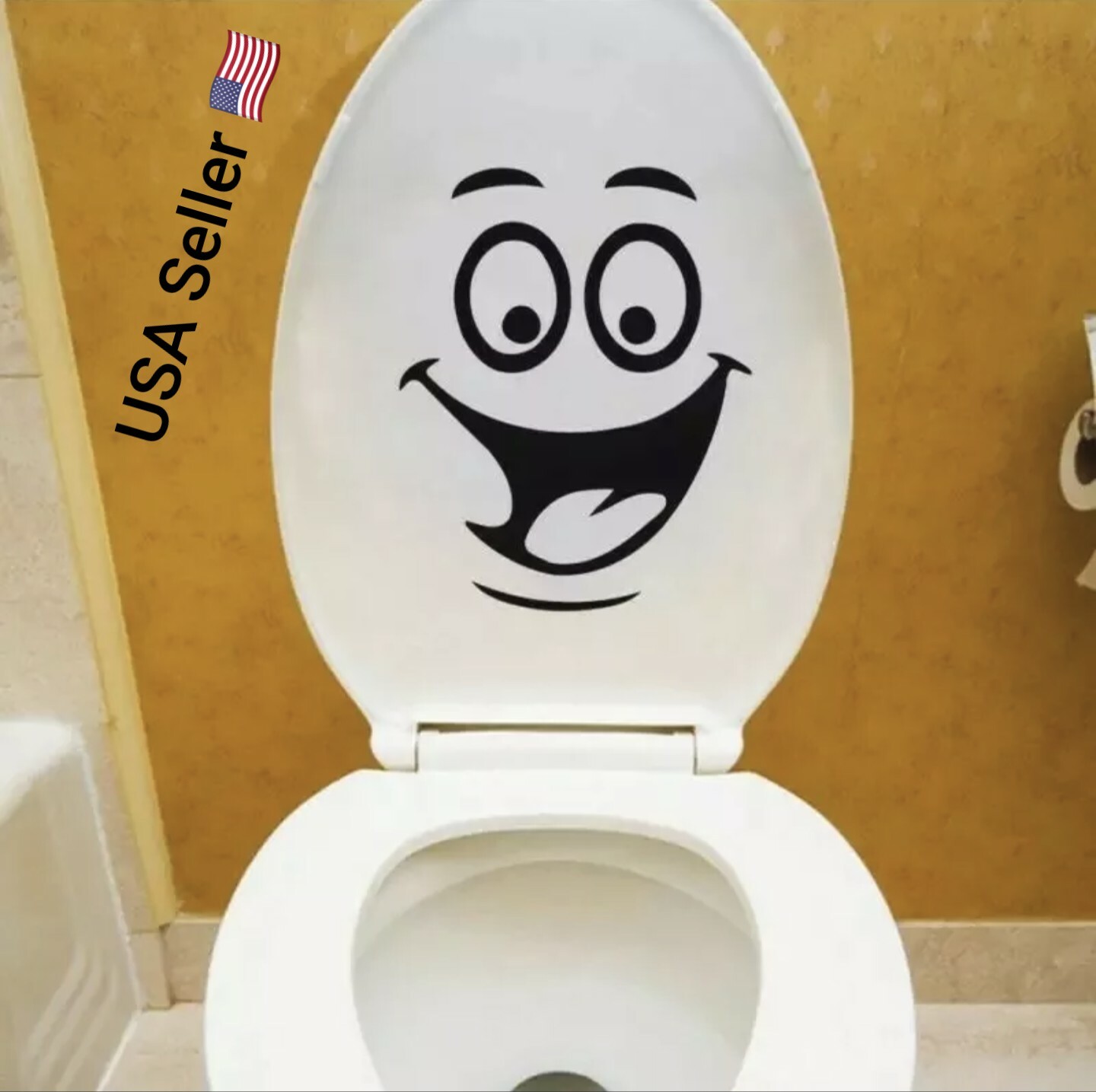 Funny Smile Bathroom Wall Stickers Toilet Home Decoration Waterproof Wall Decals