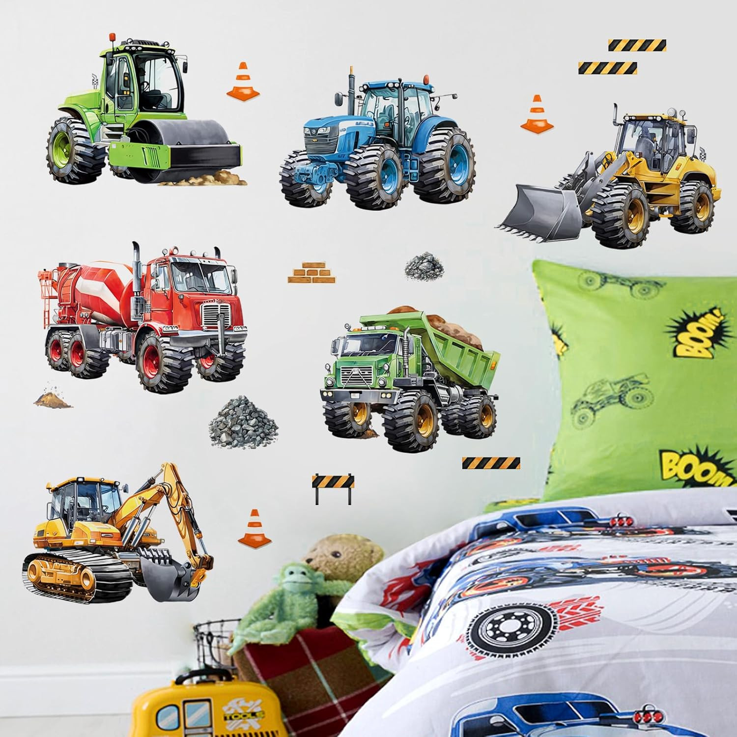 Construction Cars Wall Decals Trucks Tractor Vehicles Wall Stickers Baby Nurs…