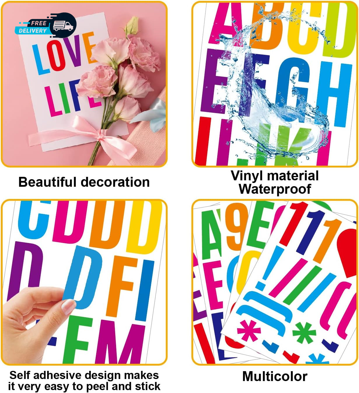 24 Sheets 2 Inch Self Adhesive Letters Stick on Vinyl Letters Capital Letter.