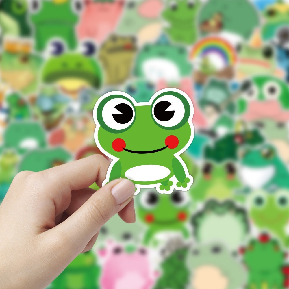 100Pcs Frog Cartoon Sticker for Adults Teens Girls Scrapbooking Water Bottles