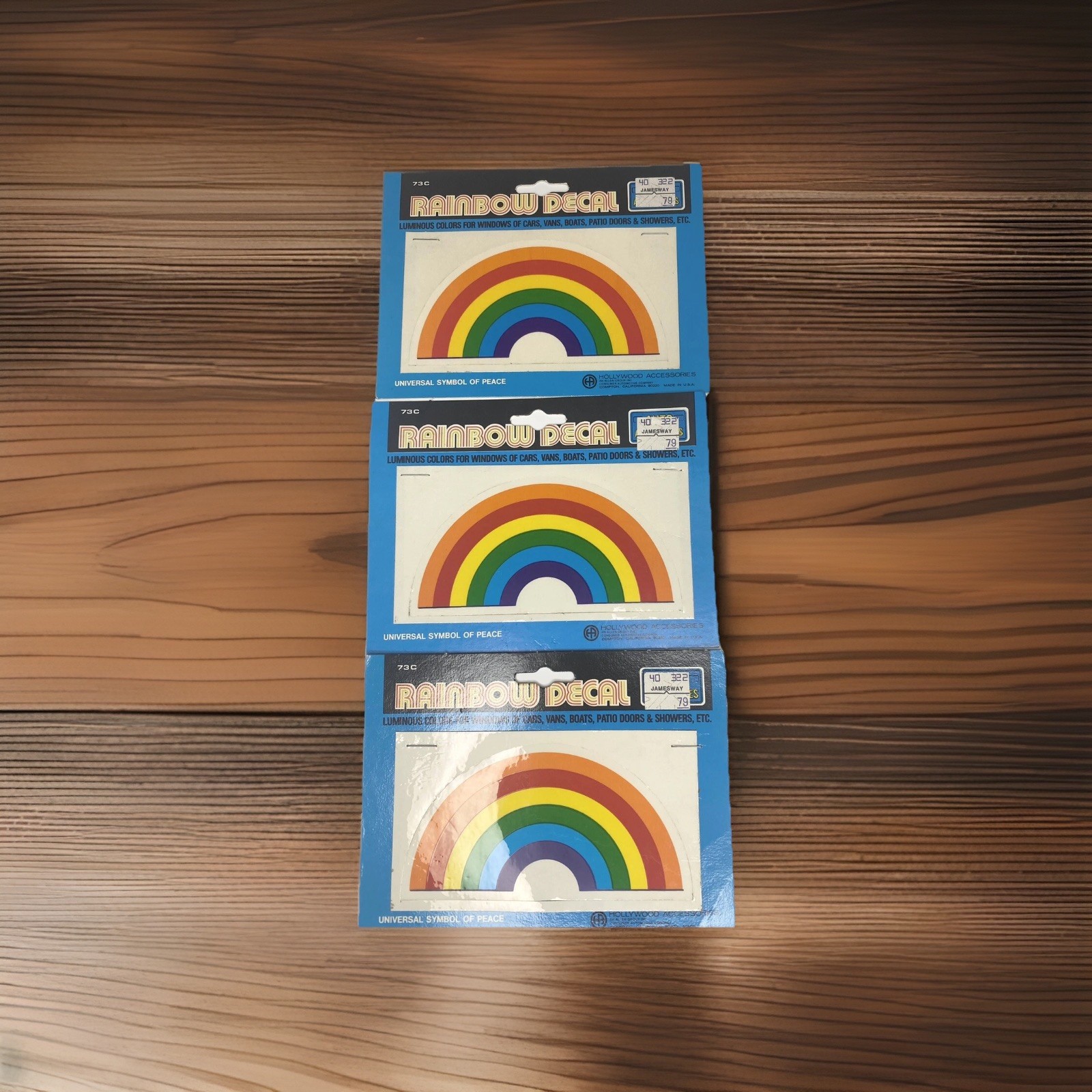 3Pc Vintage 80’s / 90’s Big Rainbow Window Mirror Decals Stickers Decoration Lot