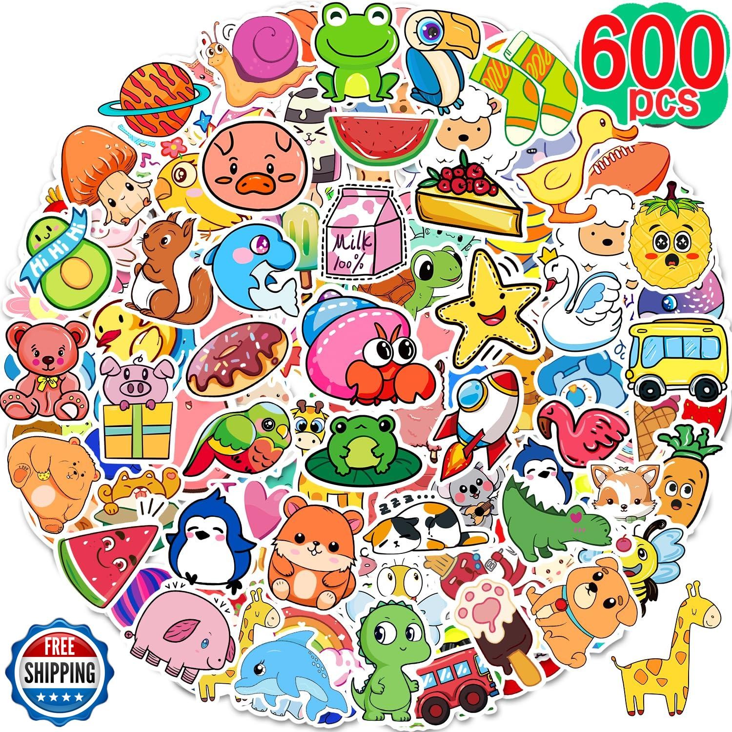 Apakkai 600 Pcs Cute Stickers for Kids, Water Bottle Stickers for Teens, Kawa