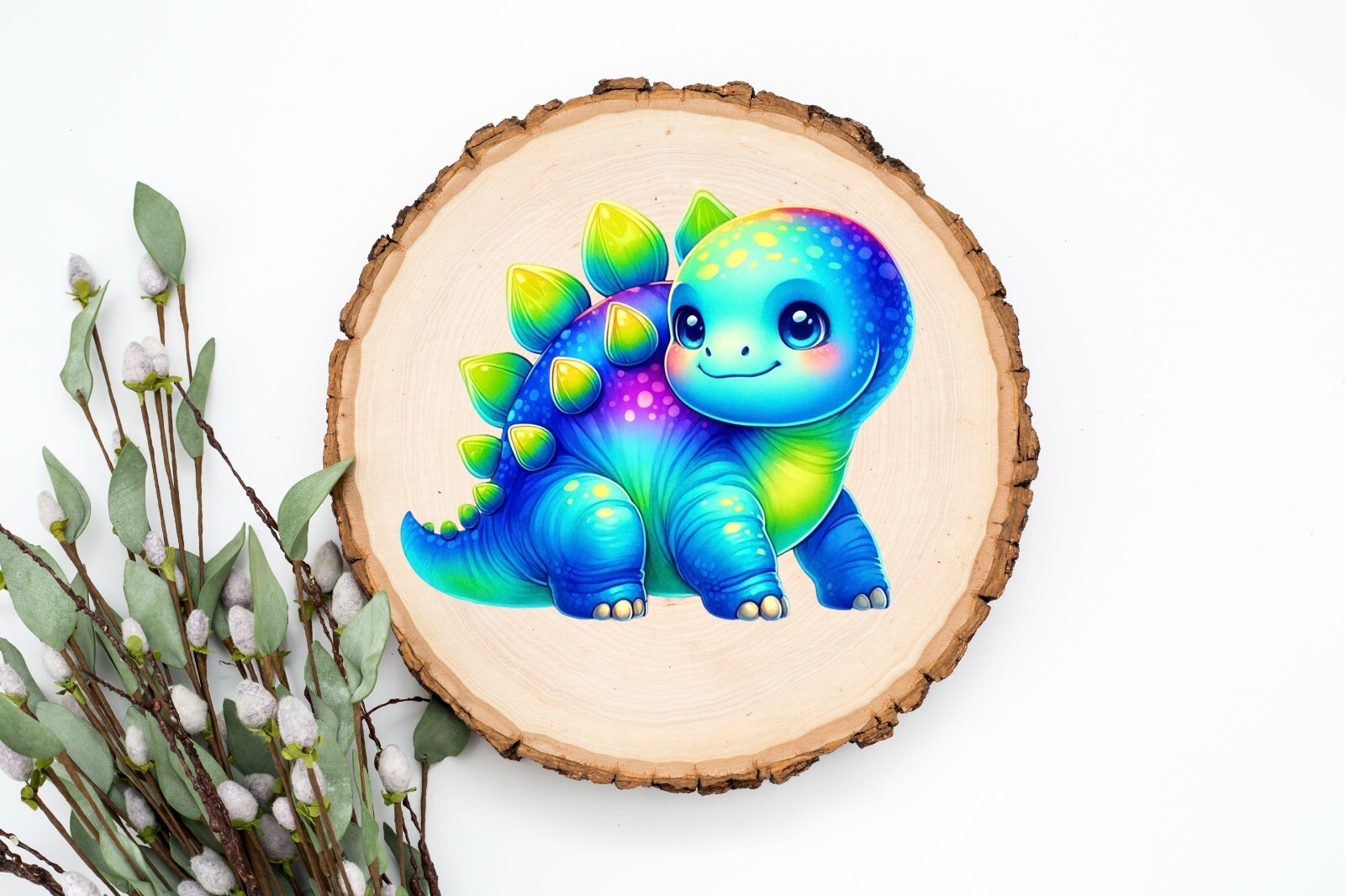 Blue Green Stagosaurus Dinosaur UV DTF Transparent Sticker / Decal
