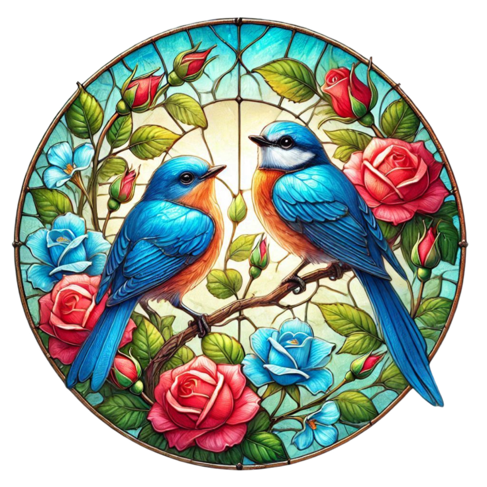 Wall Decal Sticker Valentine's Day Stained Glass Bird Wall Sticker 18X18cm Large