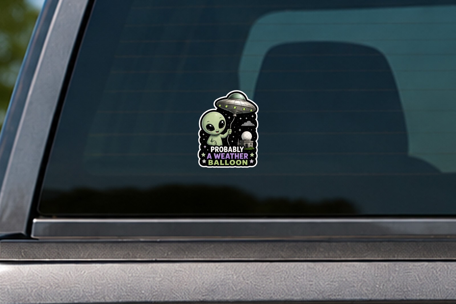 Alien Vinyl Decal Sticker UFO Space Sci Fi Laptop Window Binder Locker Cute