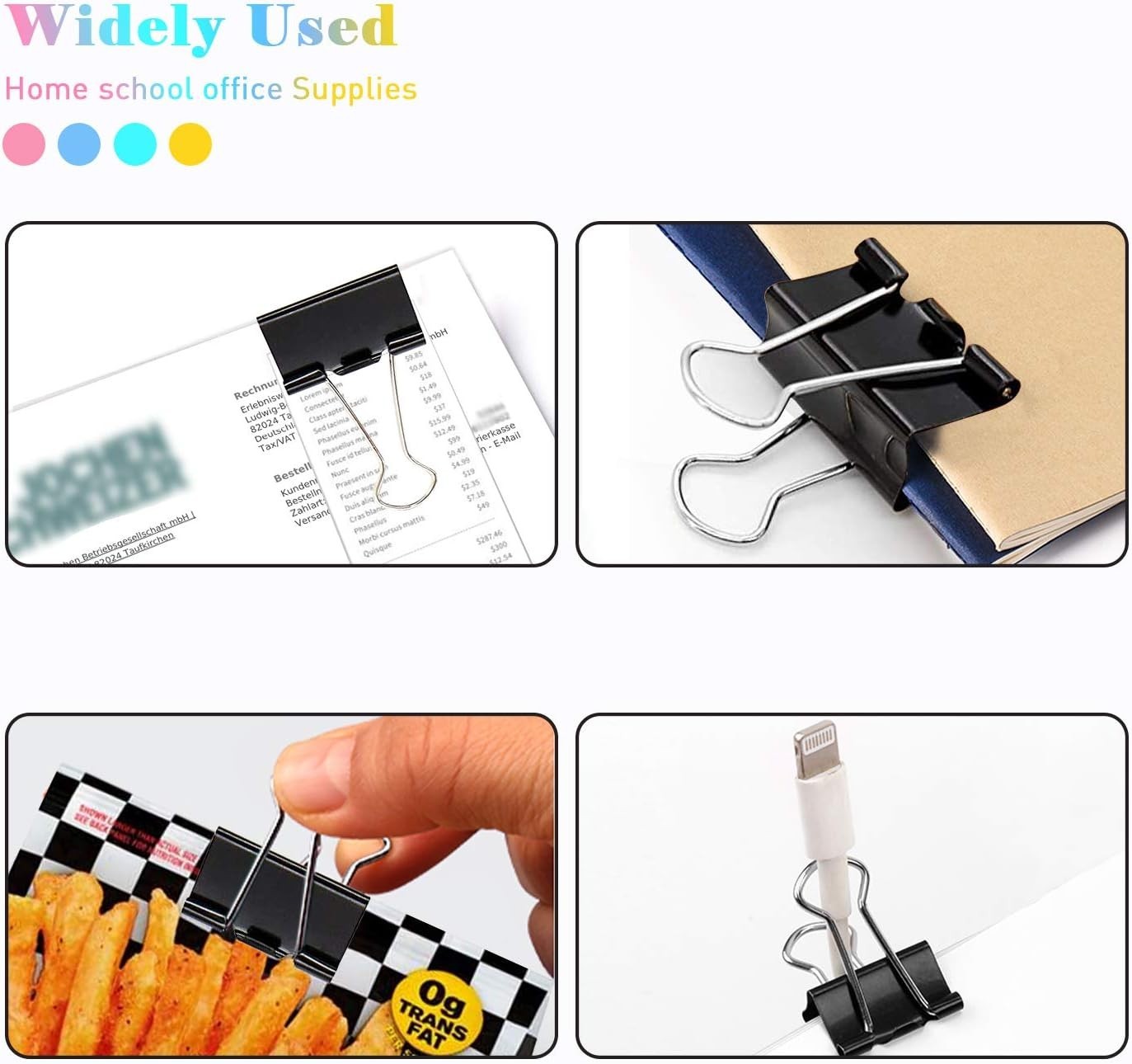 Small Binder Clips, 48 Pack, 3/4 Inch, Standard 19mm, 0.75 Inch Black-48 Pcs