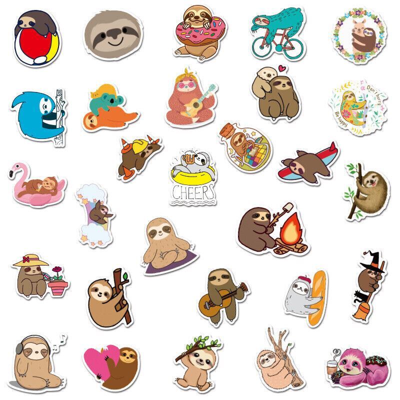 SLOTH Stickers [B] LAZY FUNNY ~ Waterproof Vinyl SCRAPBOOK Laptop Phone Decal