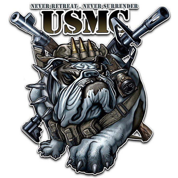 USMC Never Retreat Never Surrender Vinyl Decal 4" – Marine Corps Sticker – New