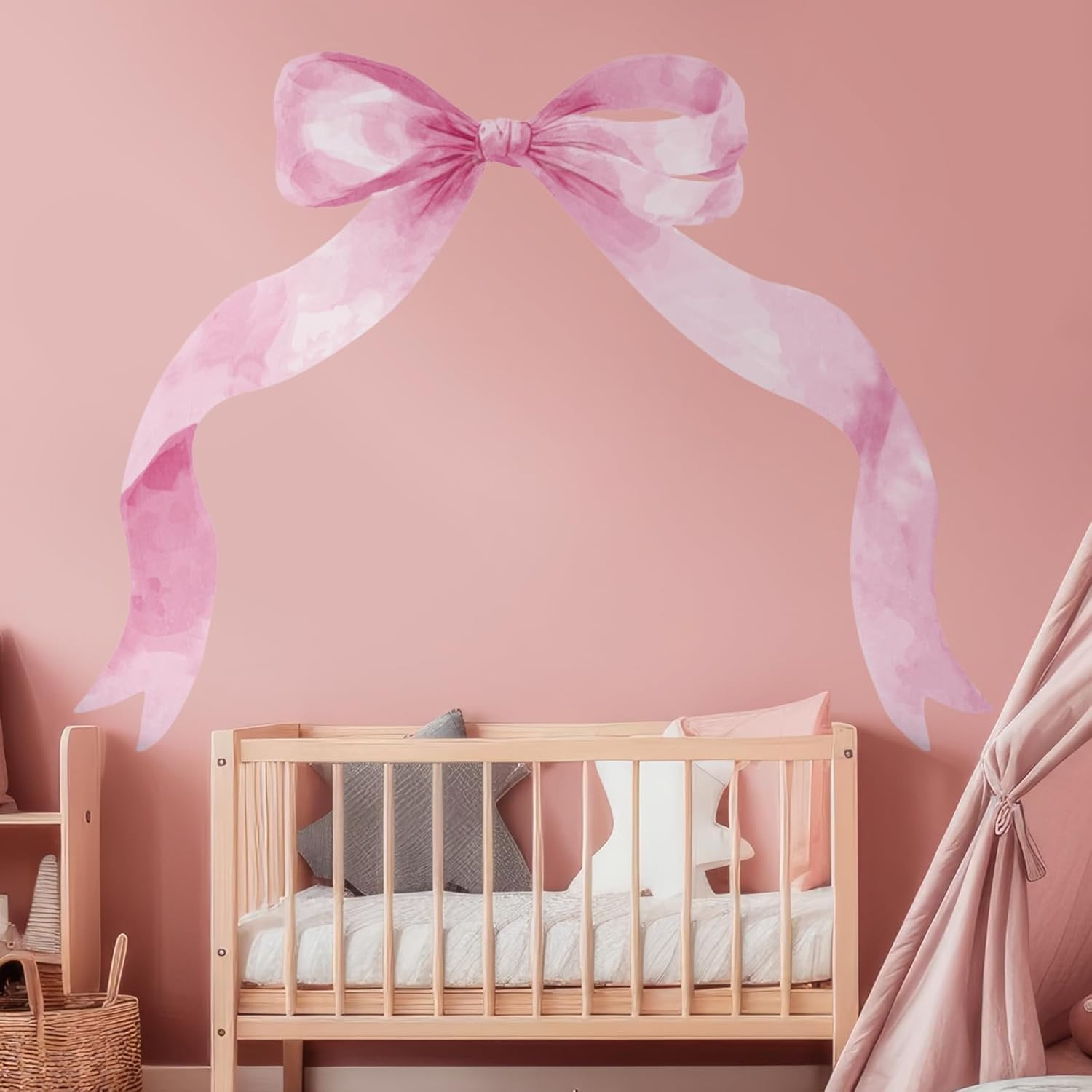Large Pink Bow Wall Stickers – Waterproof Vinyl Decals for Girls' Room Decor