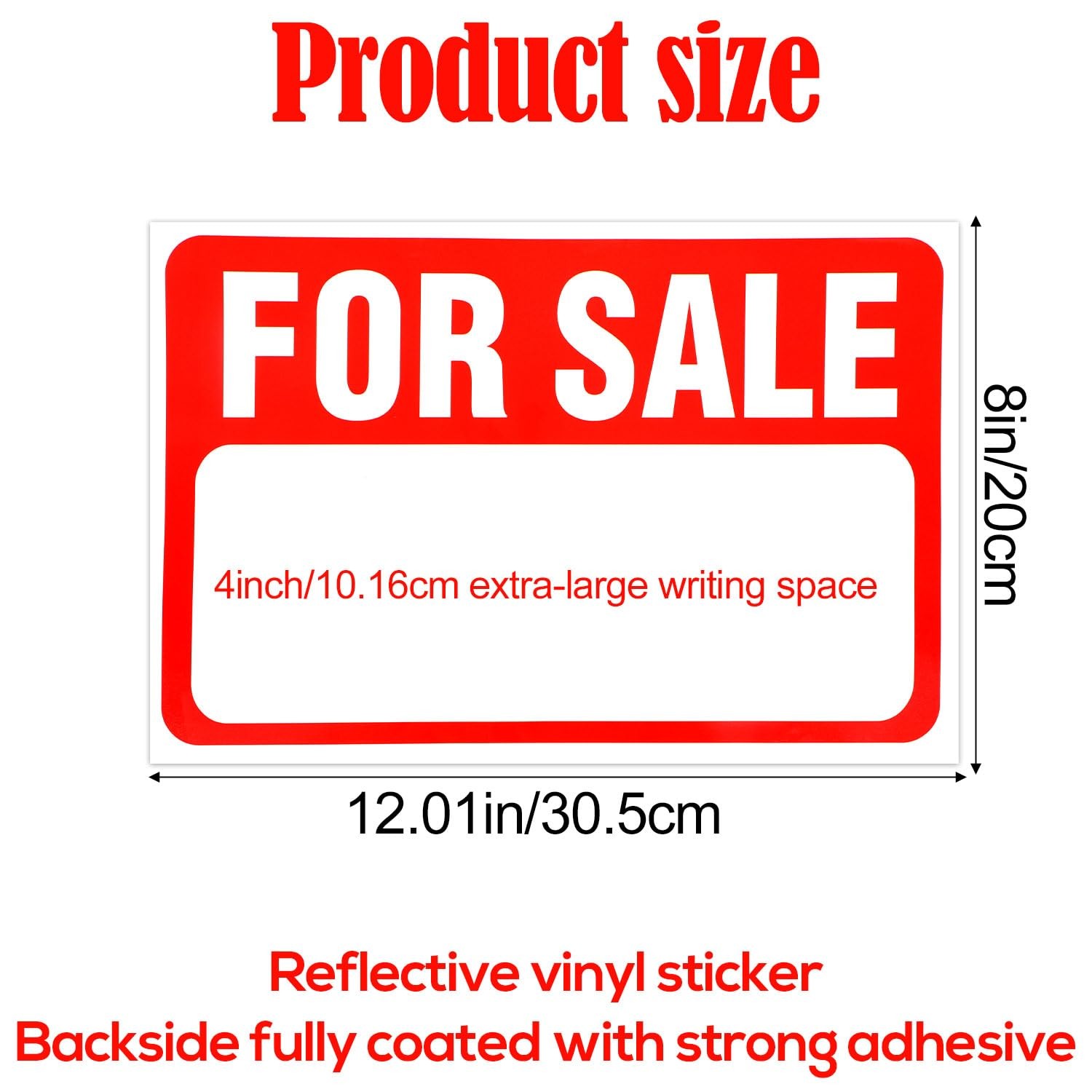 "2pcs SelfAdhesive Car Stickers for Sale Large Window Signage 12x8in"