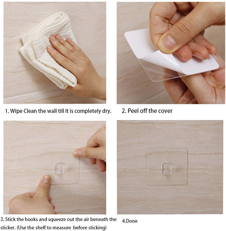 Hawsam 8PCS Clear Adhesive Sticky Wall Hooks,No Drilling Strong 8Pcs