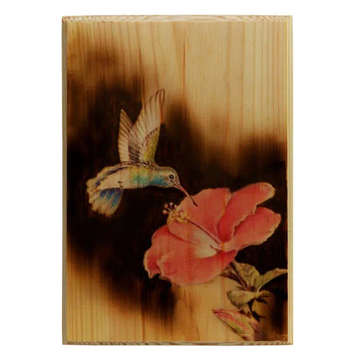 Original Natural Bird and Flower creative wall art printing on wood home decor