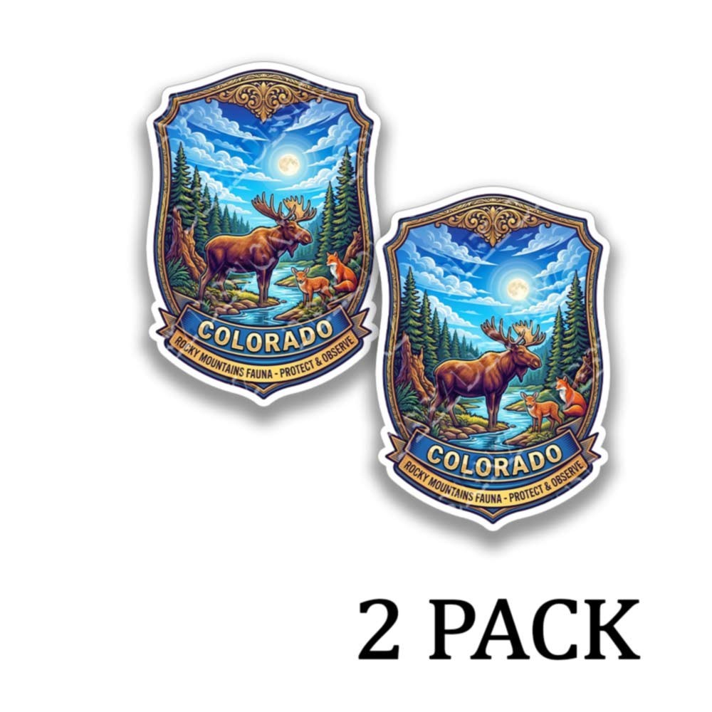 Colorado Rocky Mountain Moose Vinyl Decal Wildlife Sticker 2 Pack 44272