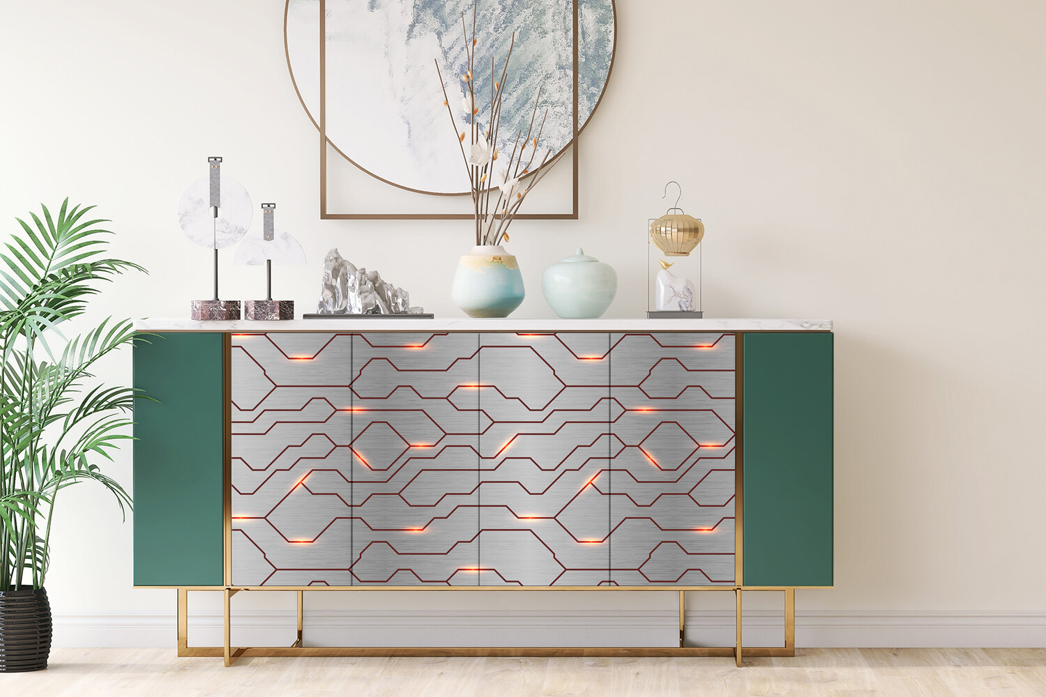 Sticker Veneer Furniture Wardrobe Table Adhesive Metal abstract 100×50