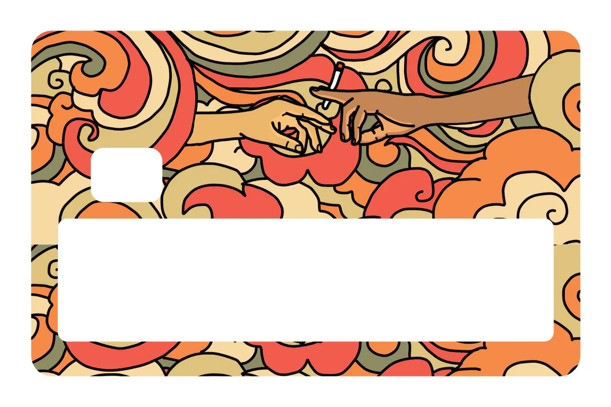 Retro Hands Passing Decal 4 Pack Abstract Art Psychedelic Swirls Card Skin