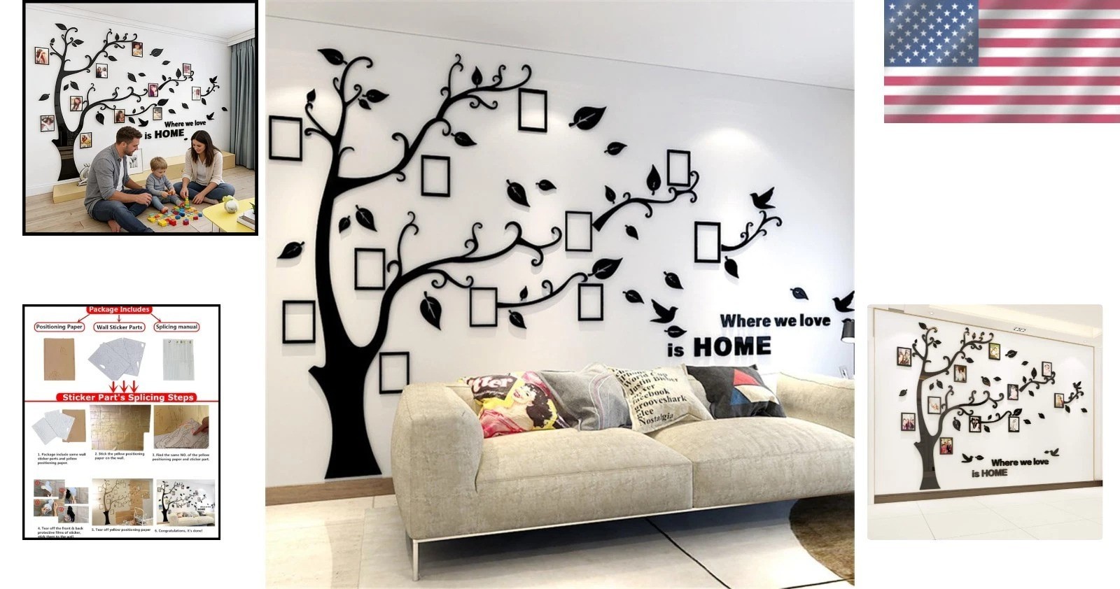 Create Your Own Art with 3D Tree Wall Decals – DIY Family Collage Decor
