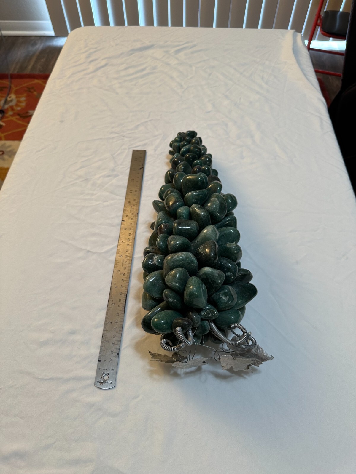 Beautiful Polished Stone & Silver Leaf Decoration