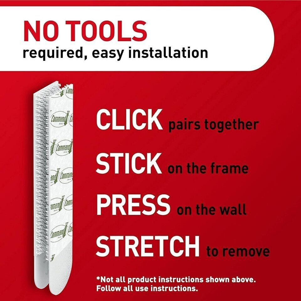 16 STRIPS 3M 8 Pairs 3.65*.73 in- Command Poster White Large Damage Free Hanging
