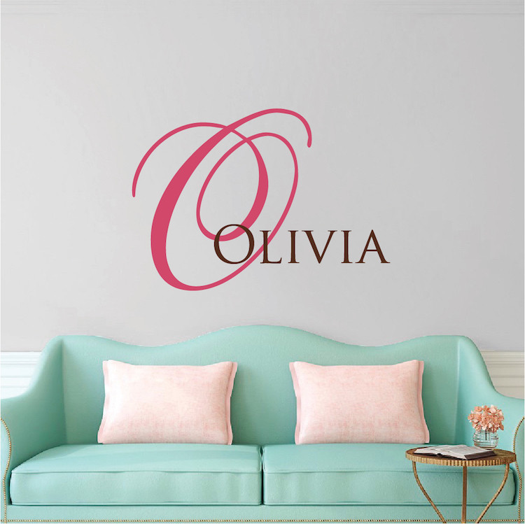 Fancy Initial Wall Decal Custom Monogram Wallpaper Vinyl Name Removable Art, b51