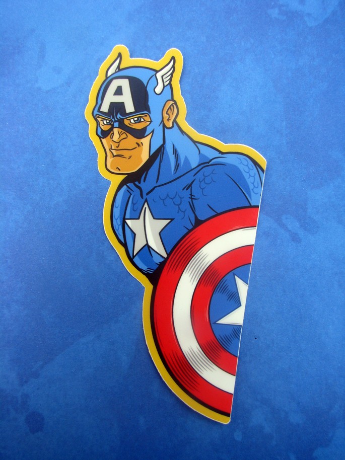 Peeking Captain America Vinyl Sticker 80s Marvel Truck Car Laptop Avengers Decal