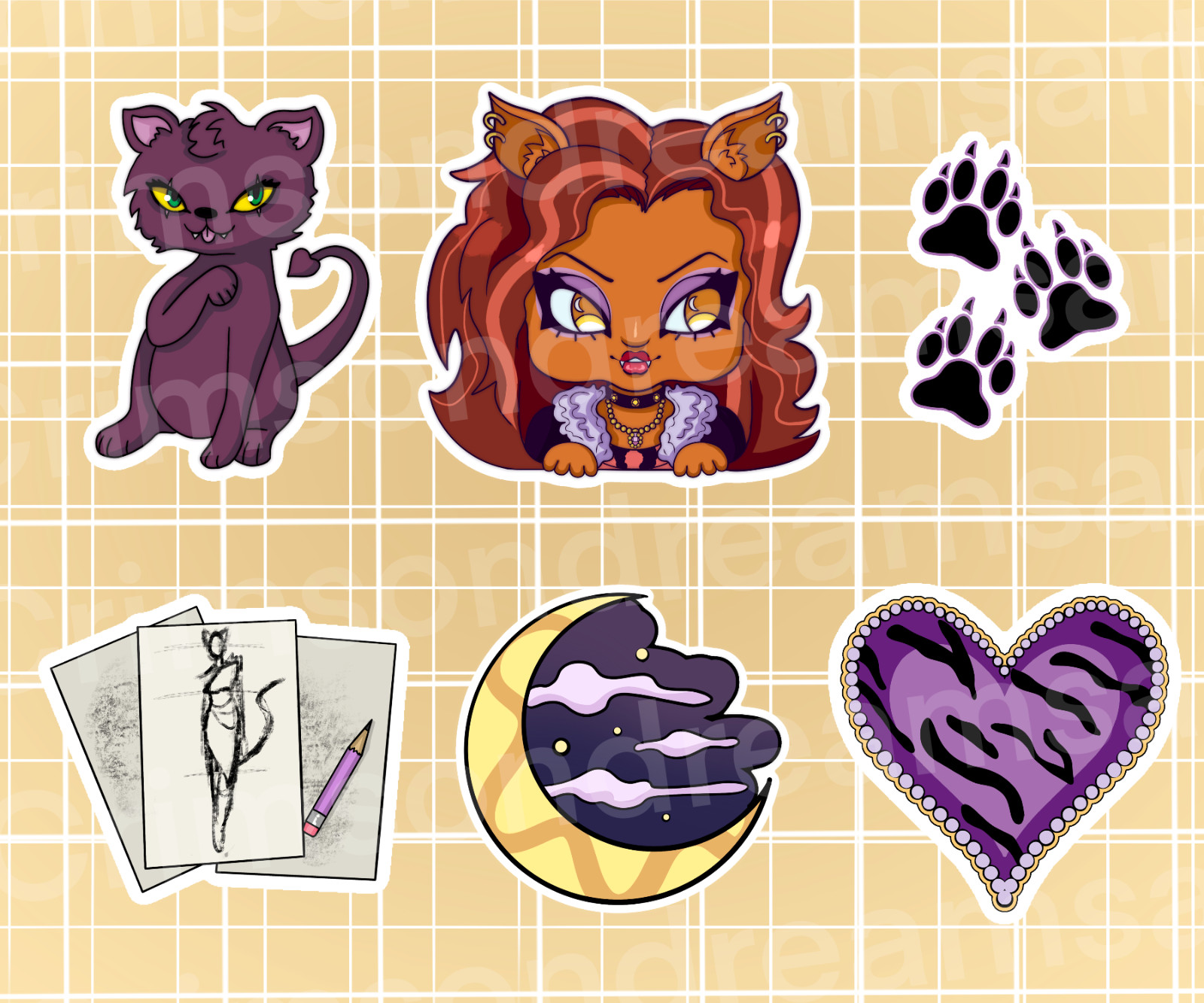 Clawdeen Wolf Monster High Sticker Pack – Homemade, hand cut and original