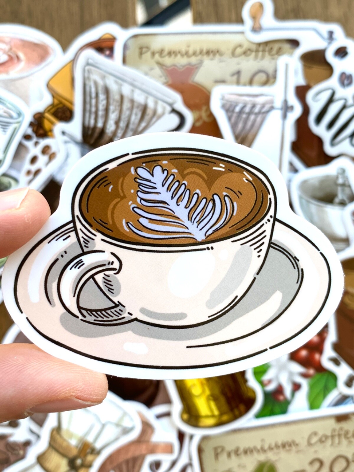 5-50 pcs Coffee Stickers, Boho Water Bottle Luggage Kindle Phone Laptop Decals