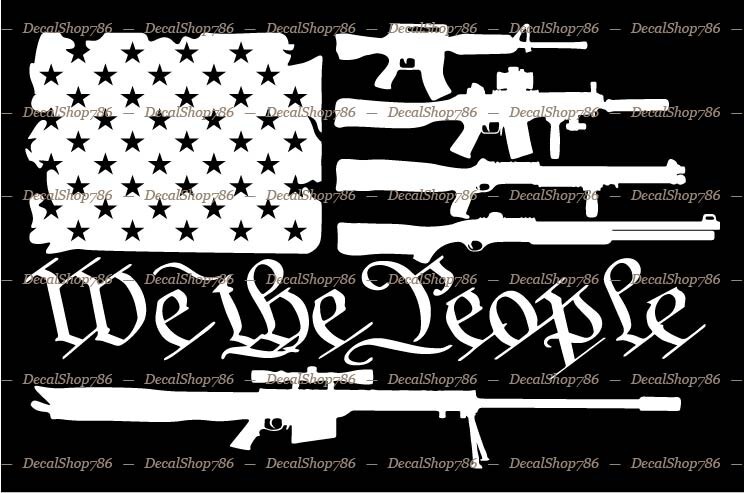 US Flag – We The People – Car/SUV/Truck Vinyl Die-Cut Peel N' Stick Decals