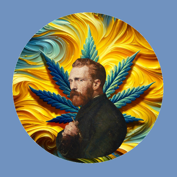 Cannabis Sticker Van Gogh Weed Leaf Design 420 UV Safe Pot Marijuana Ganja Stone