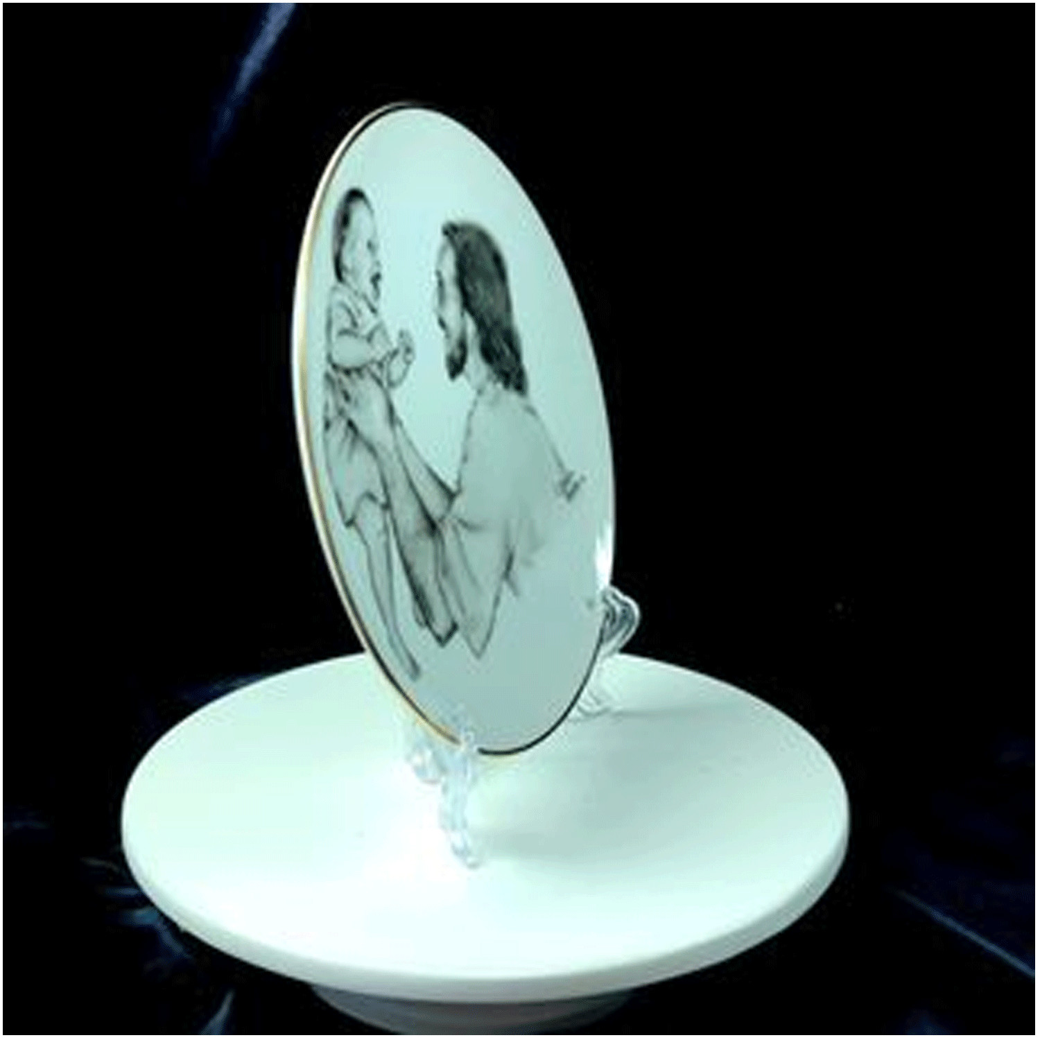 P14 Christ with Plate White plate w/easel Mormon One Moment In Time LDS CTR
