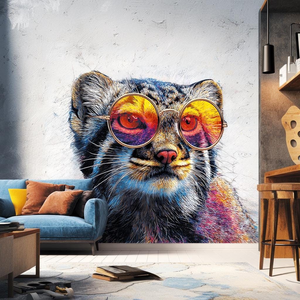 Pallas Cat Wall Decal | Manul Cat with Sunglasses