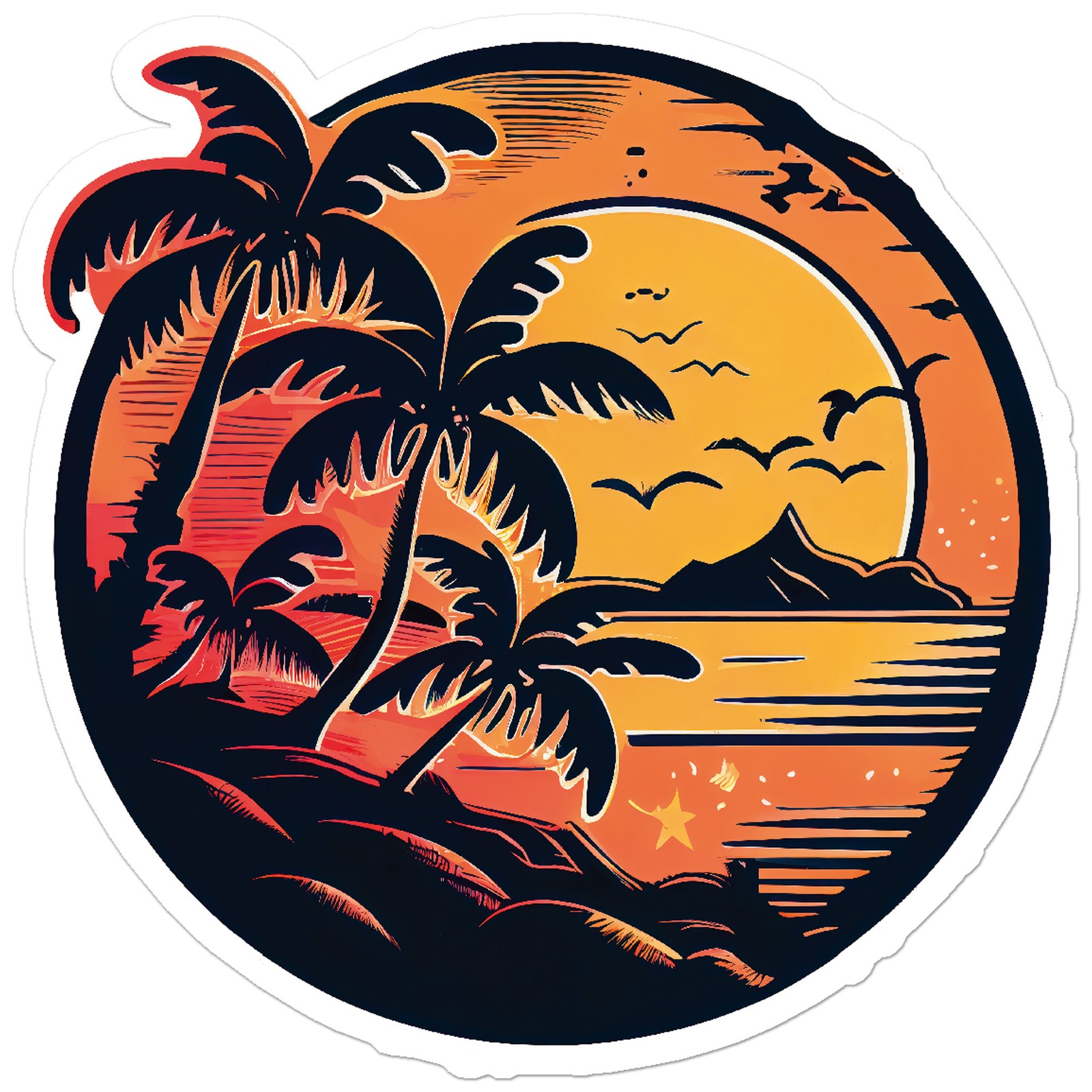 Tropical Sun Palm Trees – Vinyl Decal Sticker – Car Window Laptop – ebn9797