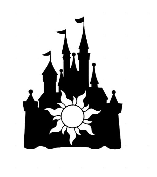 Custom Vinyl Decal Run Disney Castle Tangled Sun Rapunzel