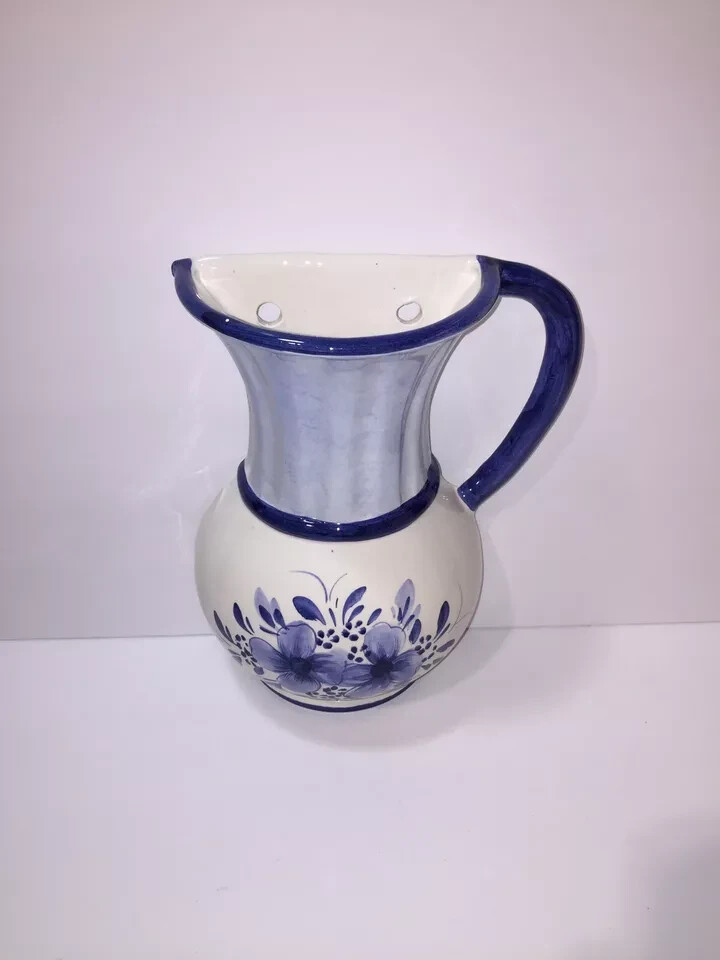 STEBAS Vintage Pottery Large Wall Mount Decor Hourglass Shaped Handle Jug Italy