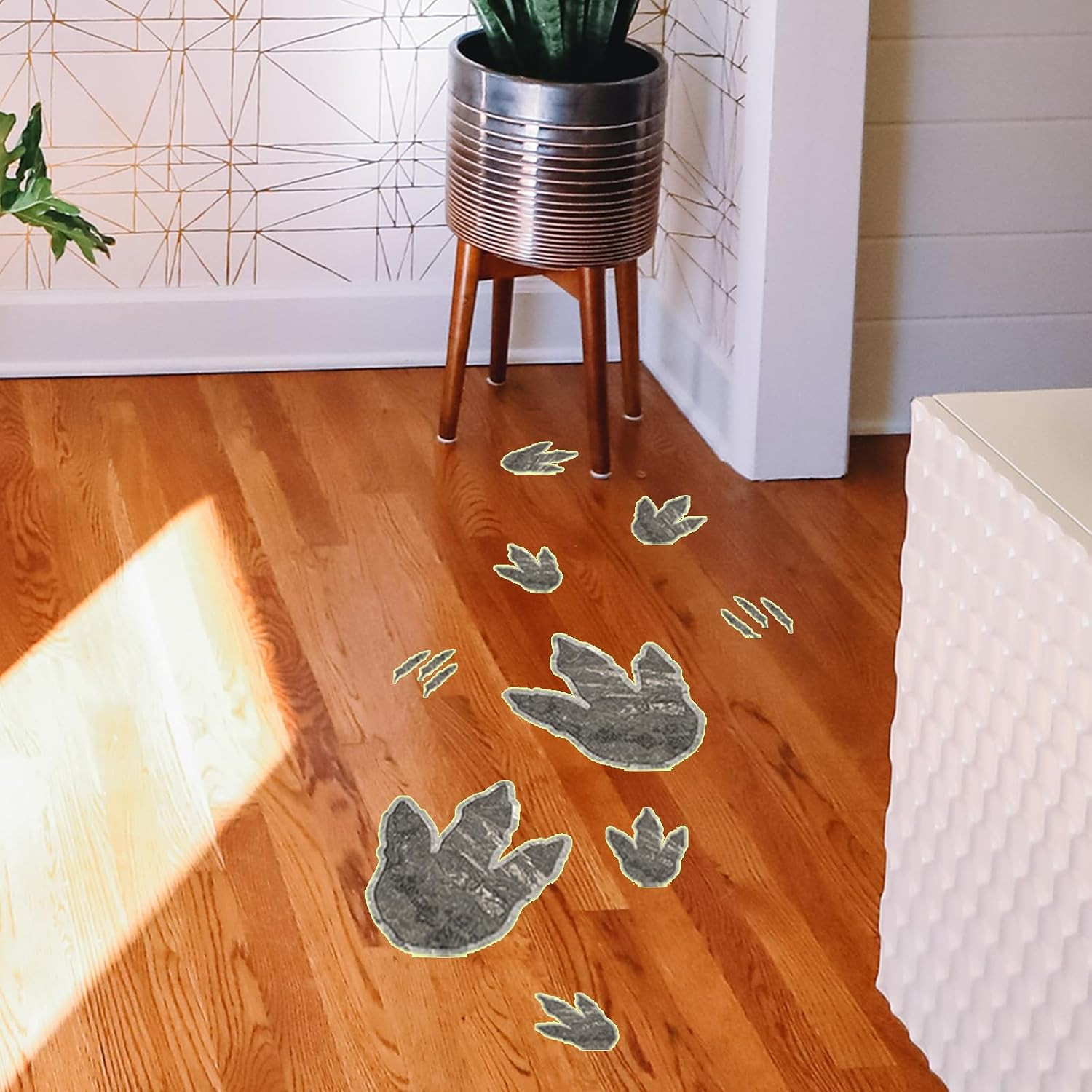 Vancoup Glow in the Dark Dinosaur Footprints Wall Decals | Cute Dino Tracks Wall