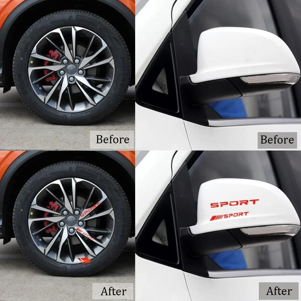 Pincuttee 14pcs Car Decal Stickers,Wheel Rim Decal Sticker,Sport Logo Reflective