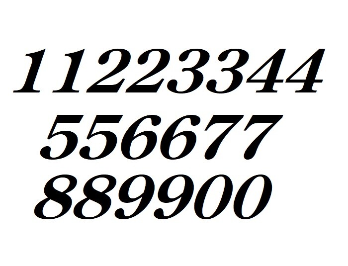 Mailbox Address Numbers Decal Sticker Window Door Wall Sign, CENTURY ITALIC