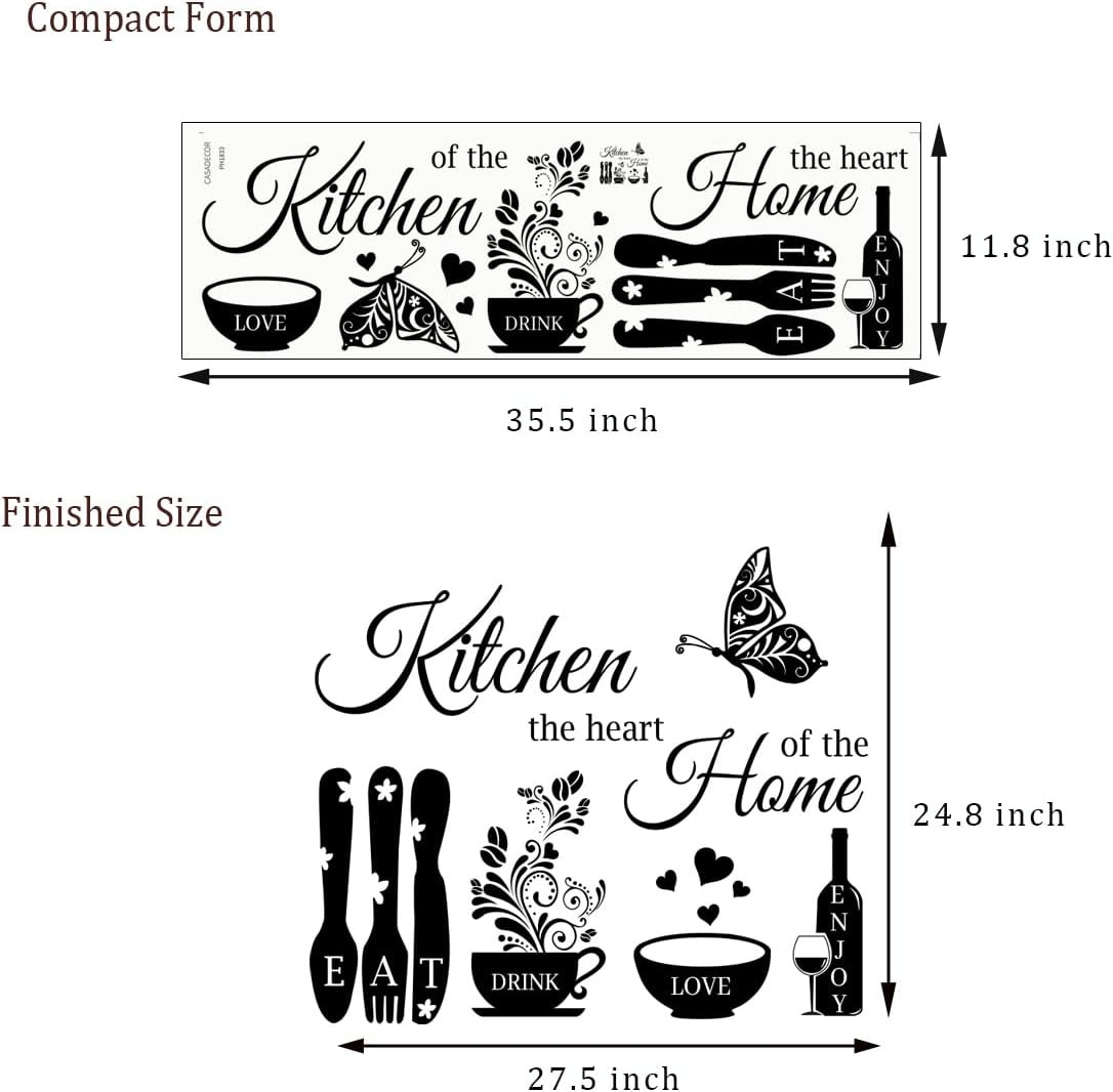 Kitchen Wall Stickers – the Heart of the Home Quotes Decals, Vinyl Wall Sign Art