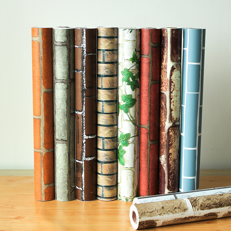 45CMX10M Self Adhesive Wallpaper Retro Brick Stone Wall Sticker Decal Upholstery