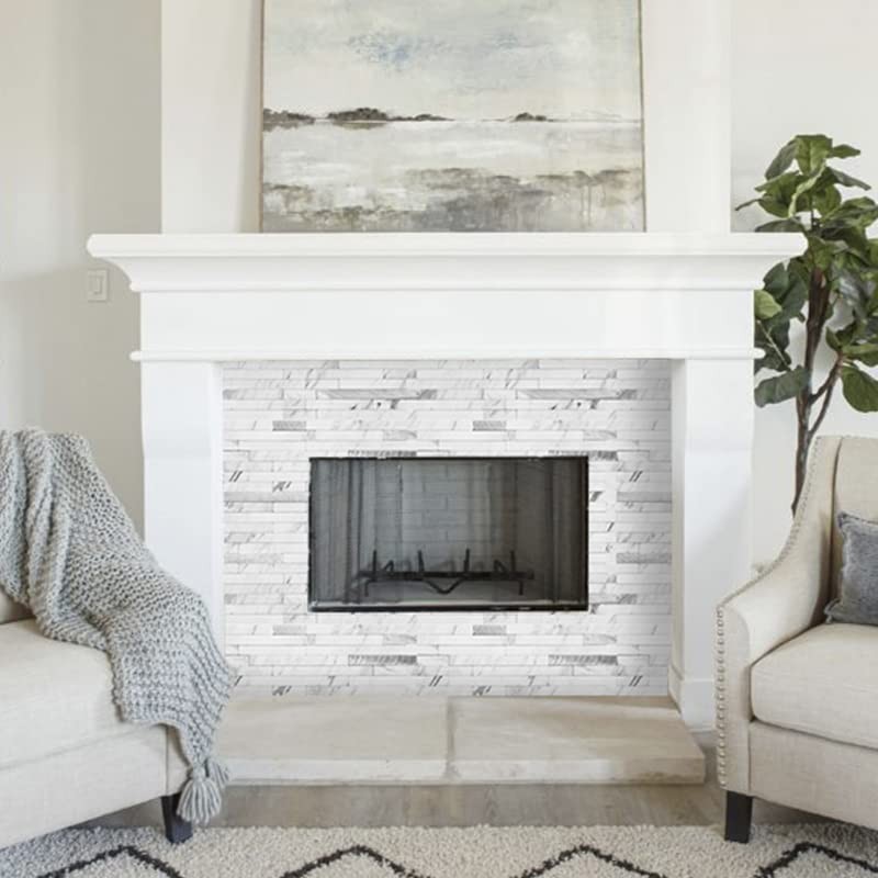 20 Sheets Faux Stone Peel and Stick Backsplash, White Marble Look PVC Wall Ti…