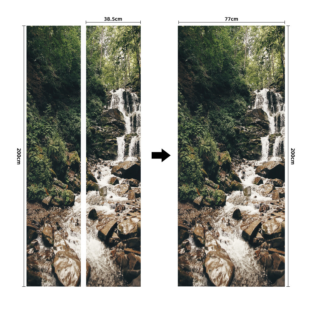 Door, Wall STICKER – Green Forest River Scenery 3D Waterproof Murals Decal Cover