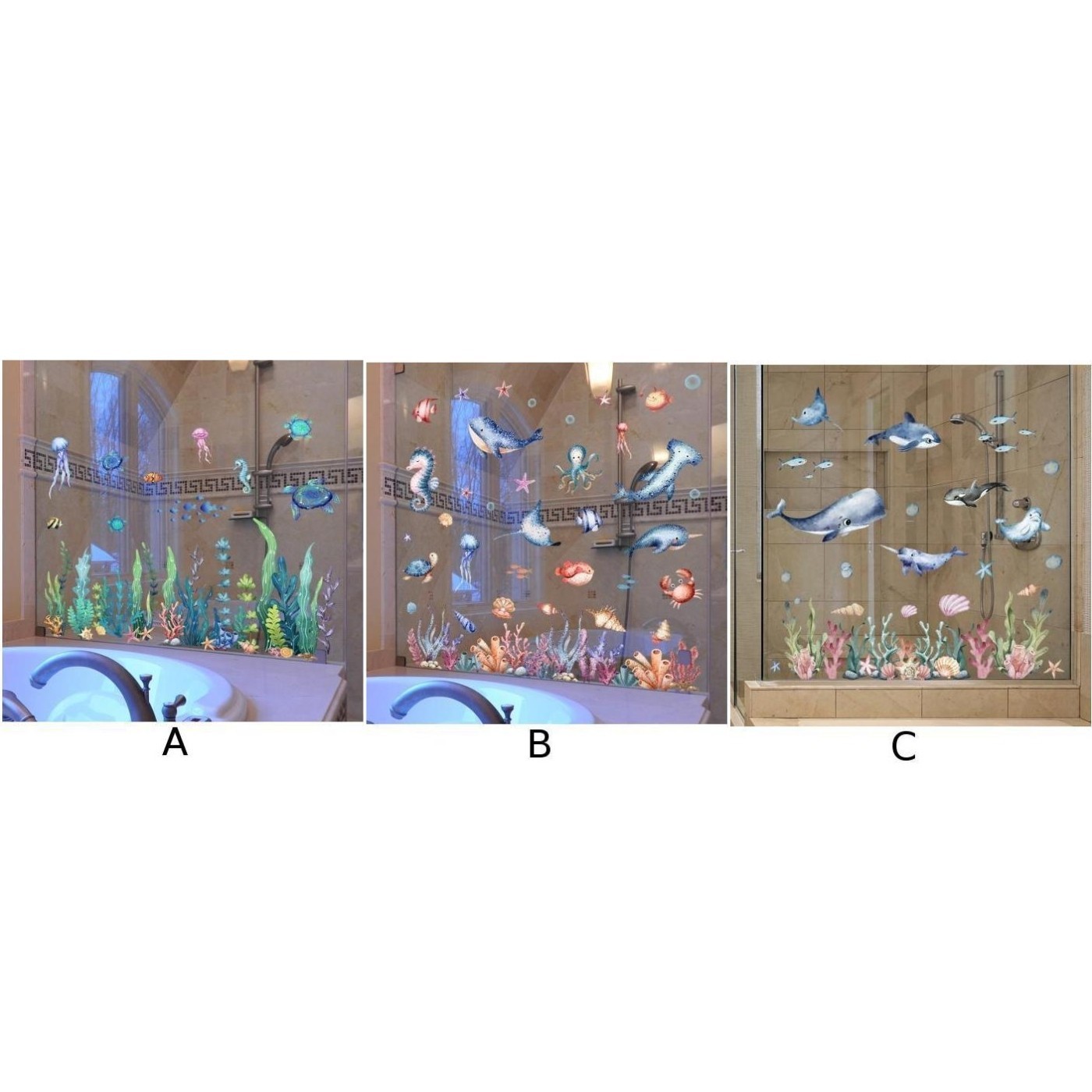 11.81×23.62in Glass Underwater Scene Static Sticker Easy Removal