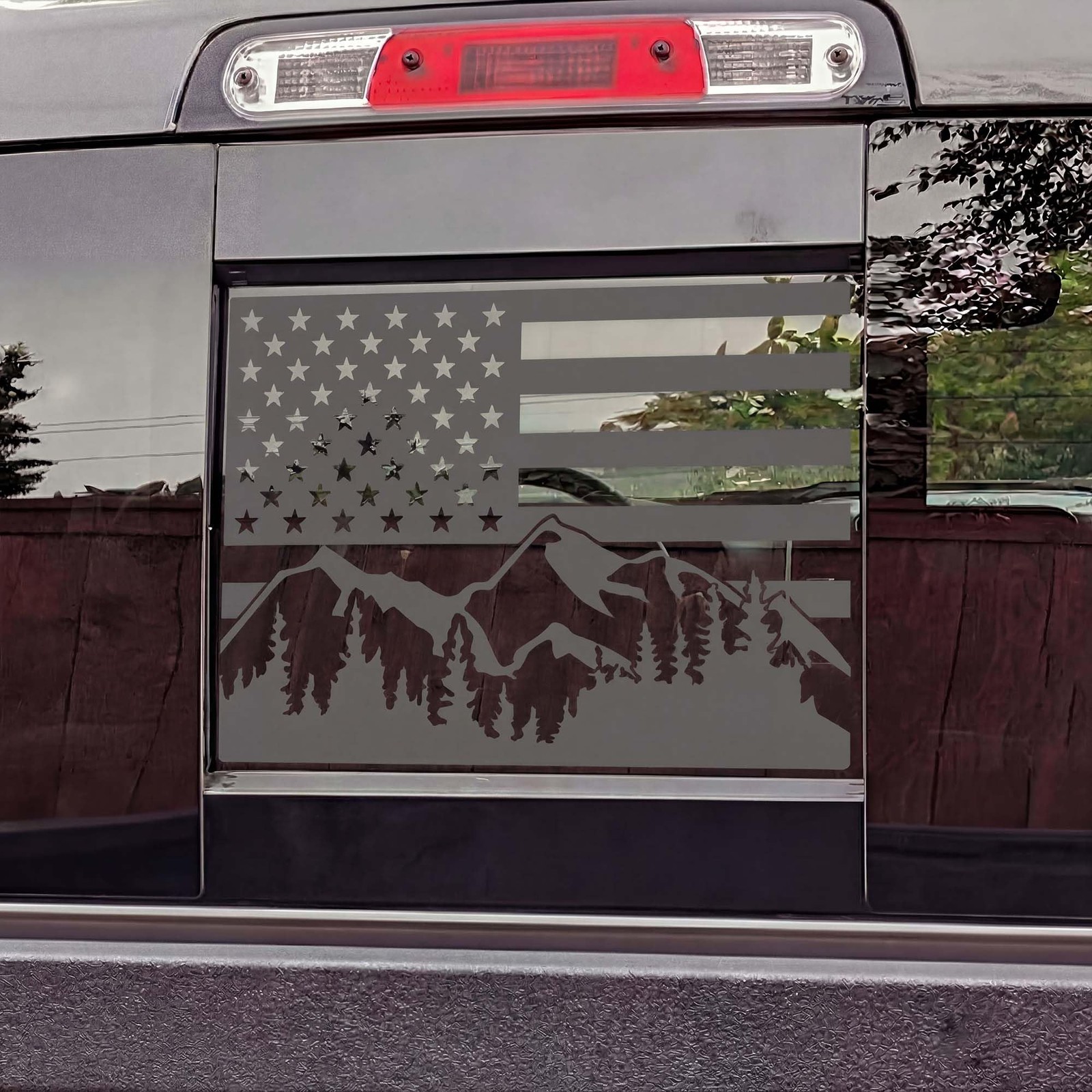 Rear Middle Window Decal for RAM 1500 2500 3500 20092024 Snow Mountain