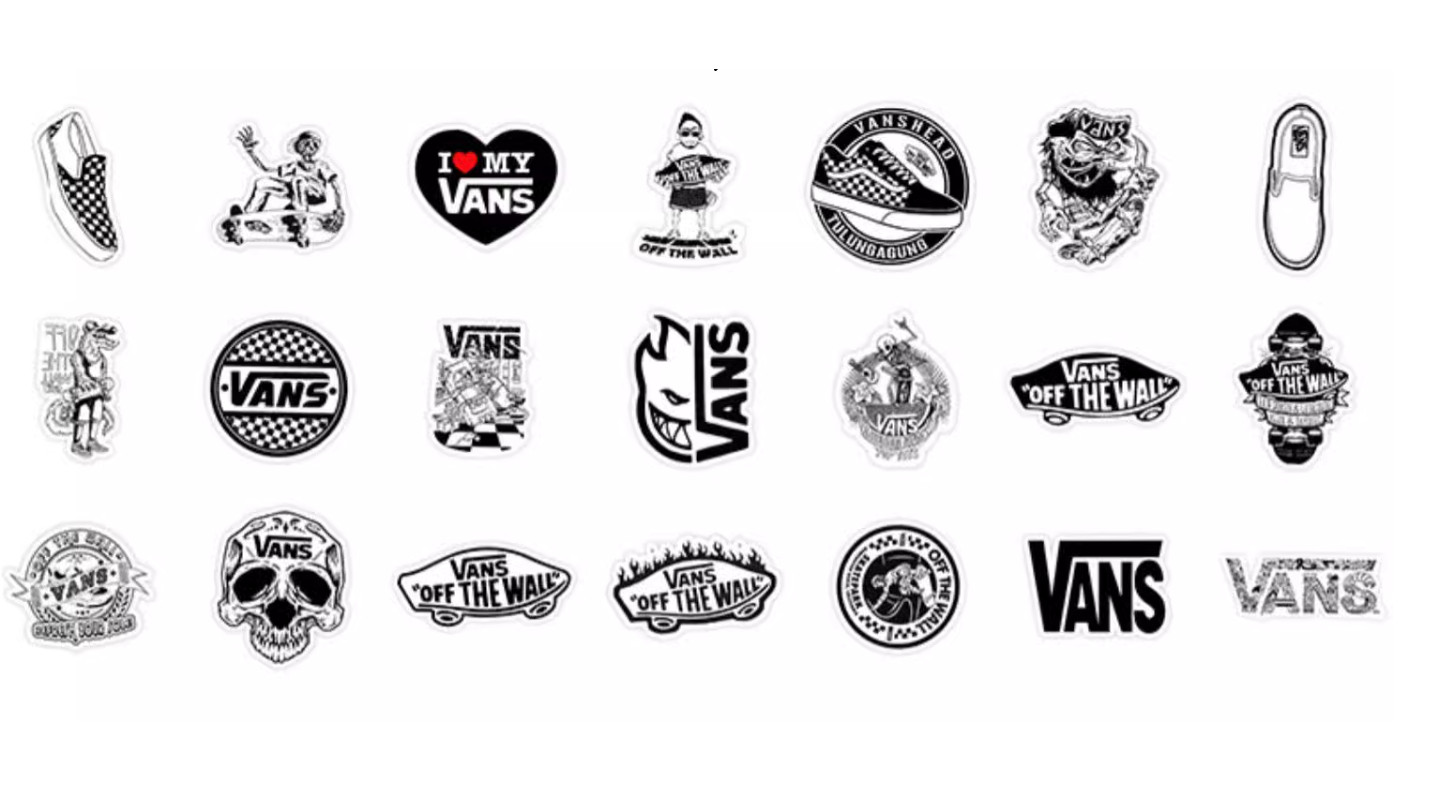 Vans Black and White Stickers (4 to 8cm )