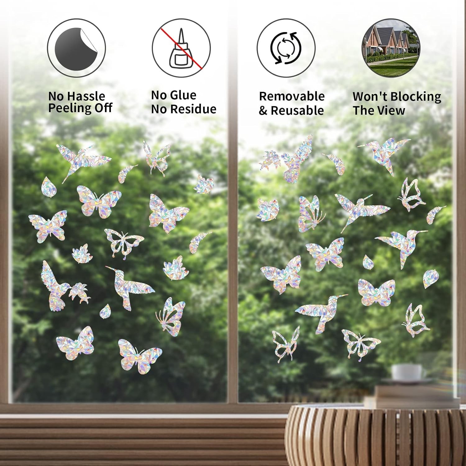 36 Pieces Window Decals for Bird Strikes, Window Clings Prevent Birds from Hi…