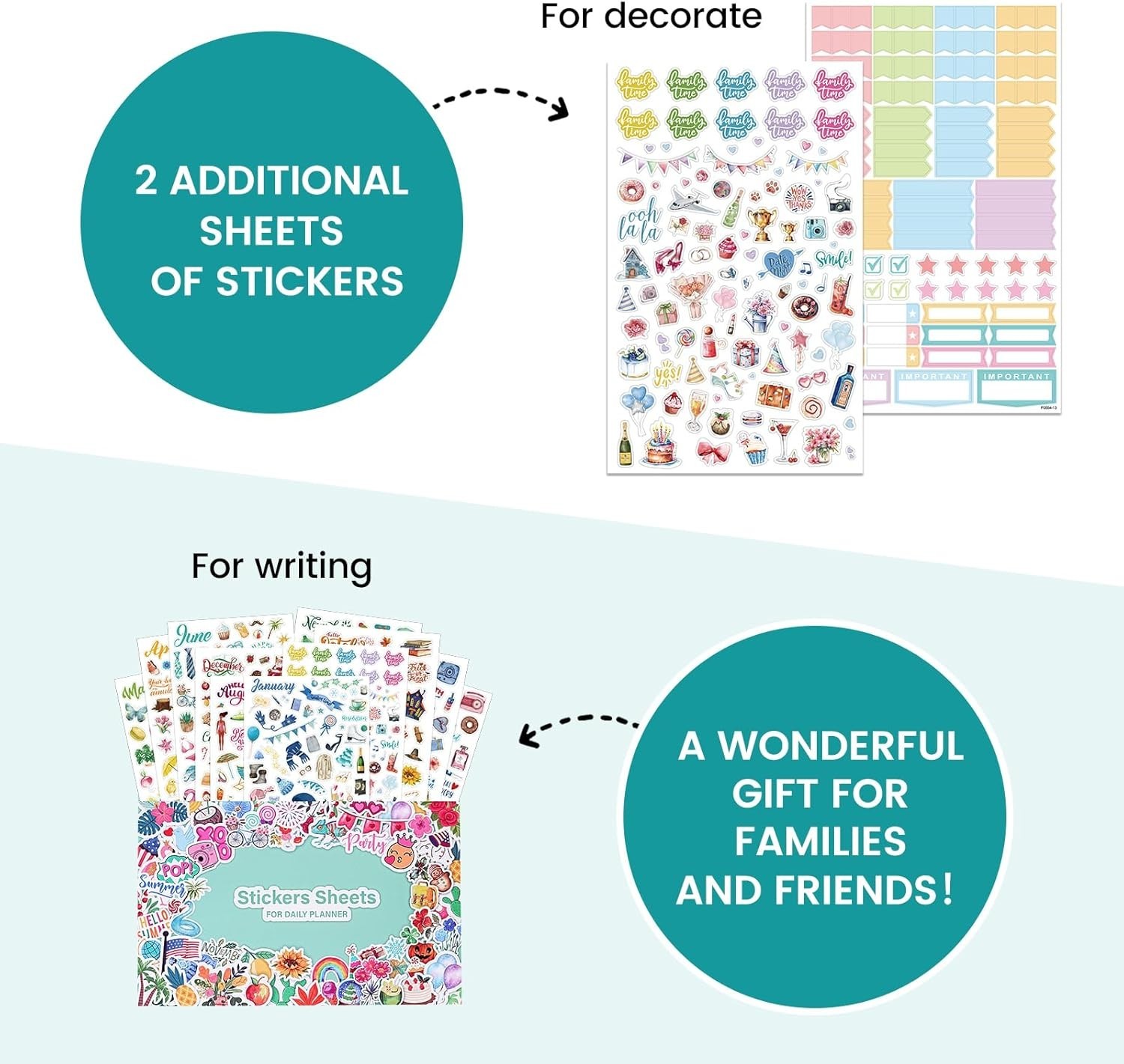 1500+ Monthly Planner Stickers | 14 Sheets Holiday & Celebration Calendar Sticke